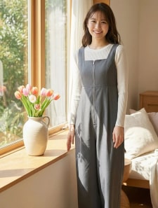 フロントジップサロペット