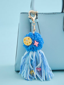 モケモケクッキーフェイスチャームキーホルダー