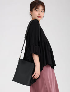 ワンハンドルフェイクレザーバッグ