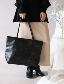 【A4対応】編み込み風トートバッグ