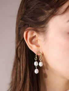 パールゴールドコンビピアス