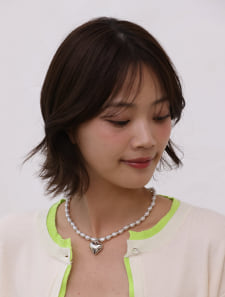 メタルハートパールネックレス