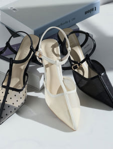 シアーチュールストラップパンプス