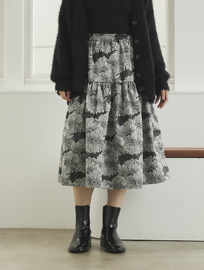 ジャガードフラワースカート