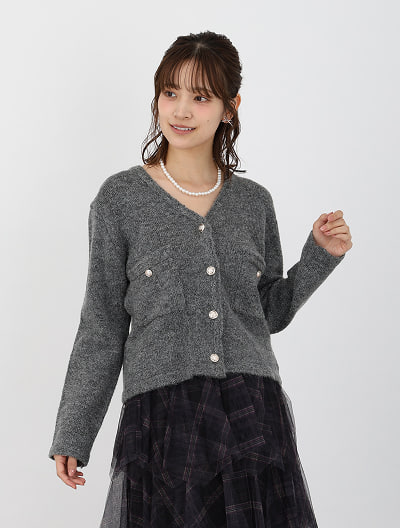 ポケット付Vネックカーディガン