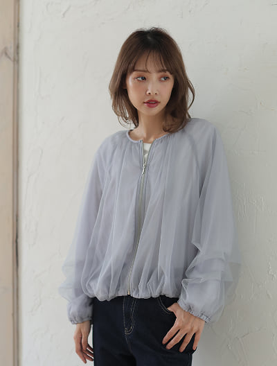 【harukaセレクト】ギャザーシアーブルゾン