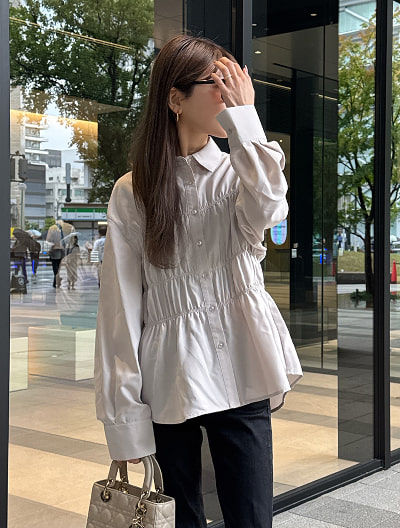 【kannaセレクト】ビスチェデザイン長袖シャツ