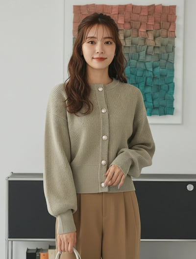 【kanaセレクト】 ゴールドボタンニットカーディガン