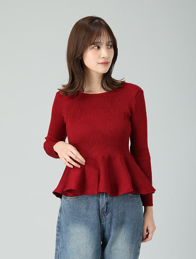 ペプラムデザインニット