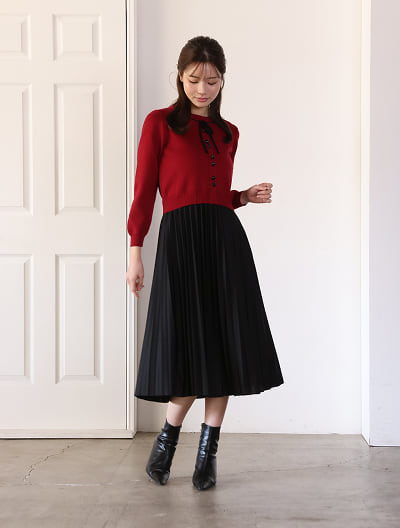 衿リボンドッキングワンピース