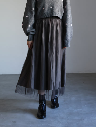 チュールプリーツスカート
