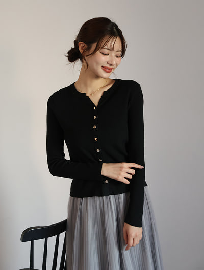 キーネックニットカーディガン