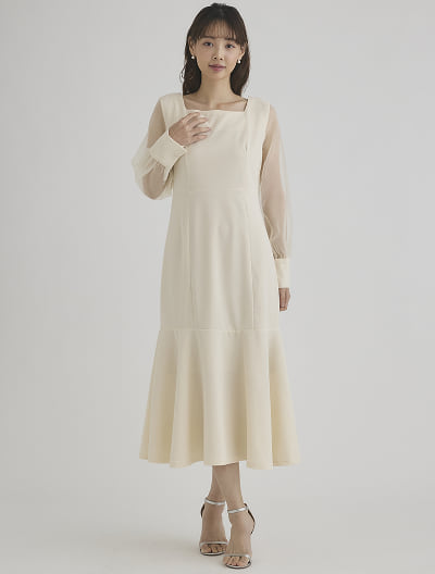 シアースリーブマーメイドワンピース