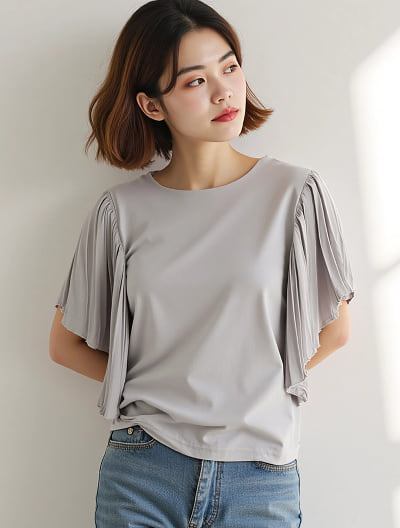 プリーツスリーブトップス