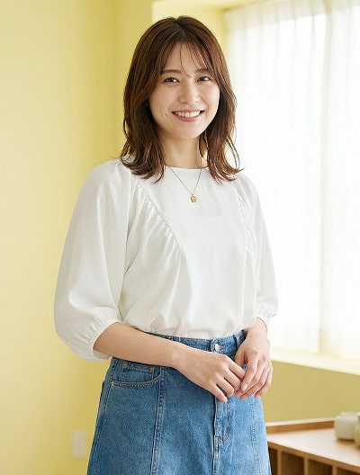 ギャザー袖ドルマンカットソー