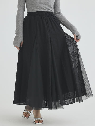 レースシフォンコンビスカート