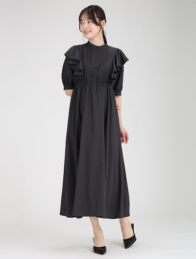 パイピングフリルワンピース