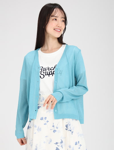 シアーサマー長袖カーディガン