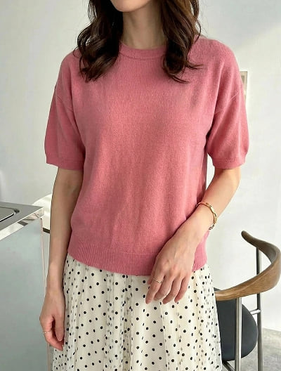 ハーフスリーブもちもちニット