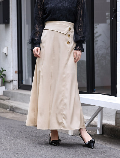 折り返しデザインロングスカート