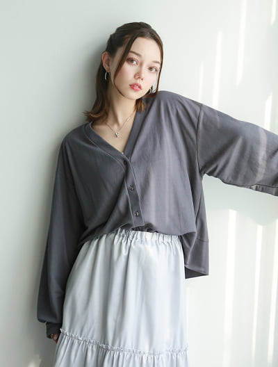 【接触冷感】Vネックカーディガン