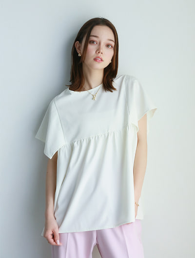 スクエアスリーブペプラムブラウス