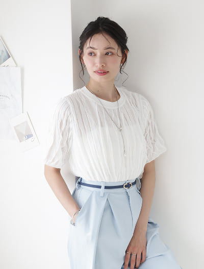 【manaodaysセレクト】 タックフリルTシャツ