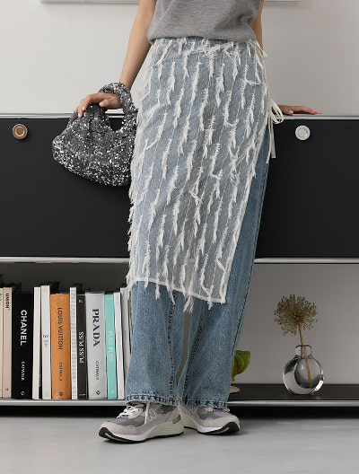 フリンジチュールラップスカート