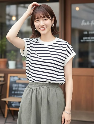 ボーダーカットソートップス