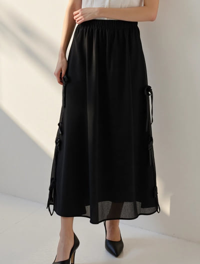 サイドリボンロングスカート