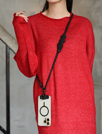 編み込みコードフラワースマホショルダー