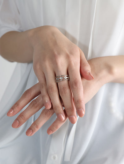 ヴィンテージ3連風メタルリング