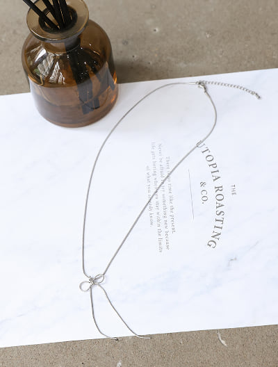 【サージカルステンレス】リボンモチーフネックレス