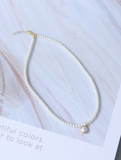 パールライン1粒パールネックレス