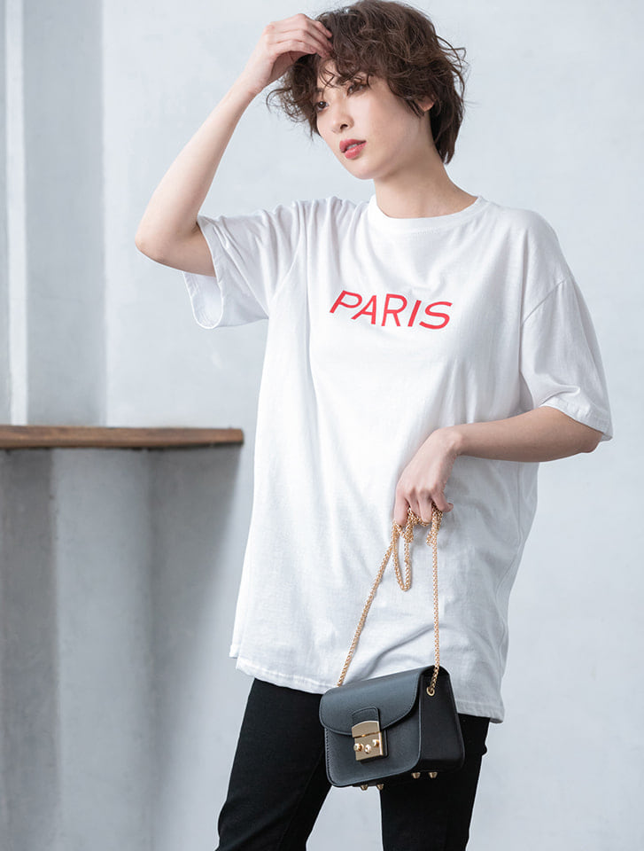 Parisロゴオーバーサイズtシャツ ファッション通販fifth フィフス