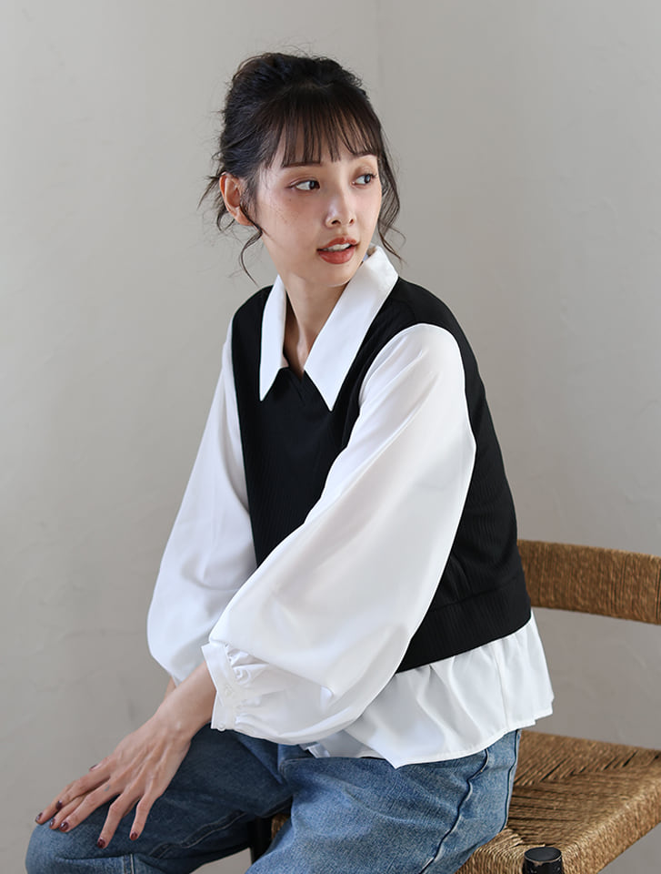 袖2wayドッキングシャツ