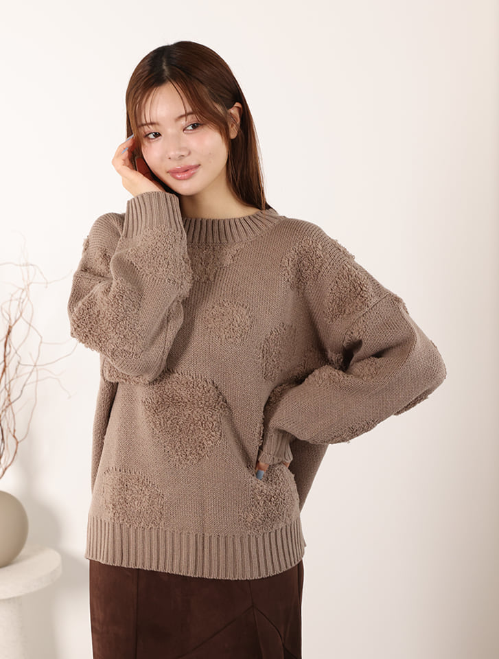 【ウォッシャブル】【M・Lサイズあり】3Dランダムドットニット