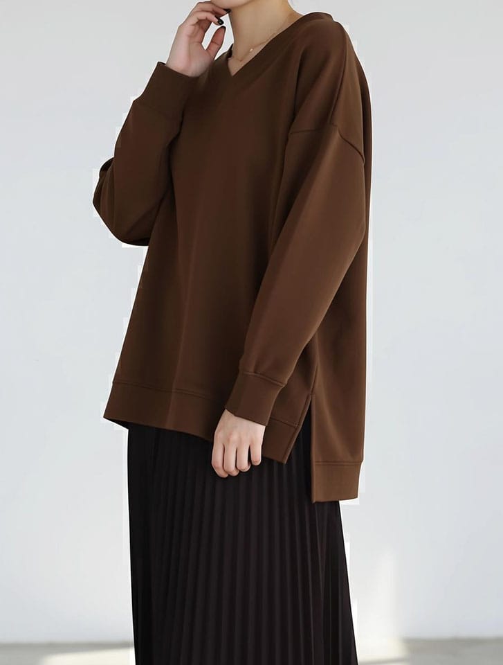 裏起毛Vネックカットソー