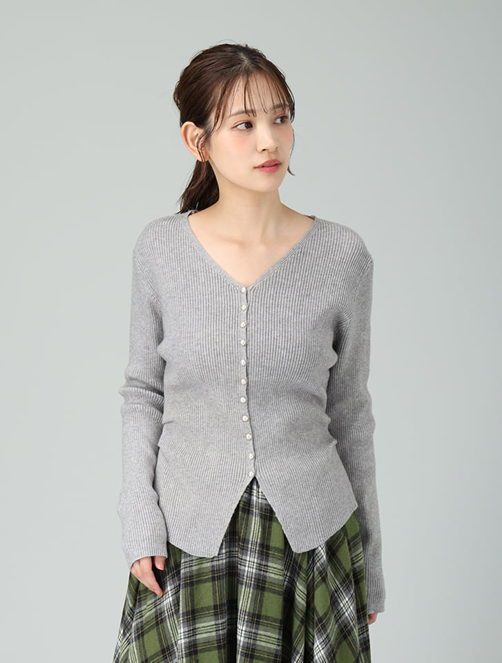 Vネックシンプルニットカーディガン