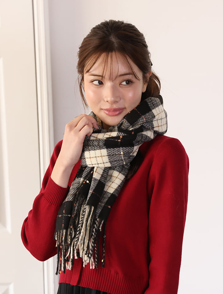 チェック柄ストール