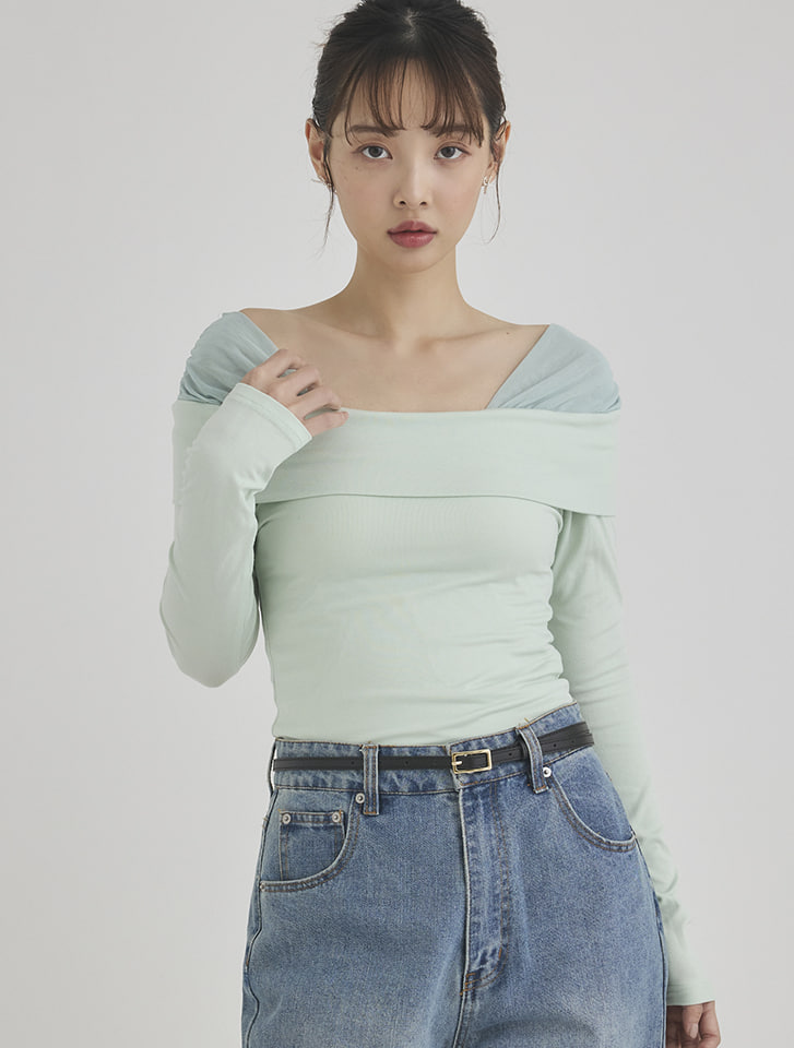 オフショルチュールドッキングトップス