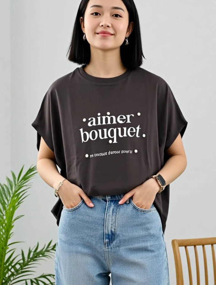 パールプリントTシャツ