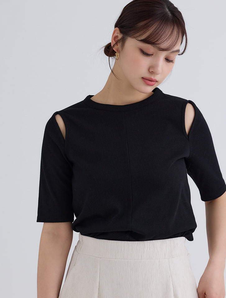 【cestmignon_mauセレクト】カットリブカットアウトプルオーバー