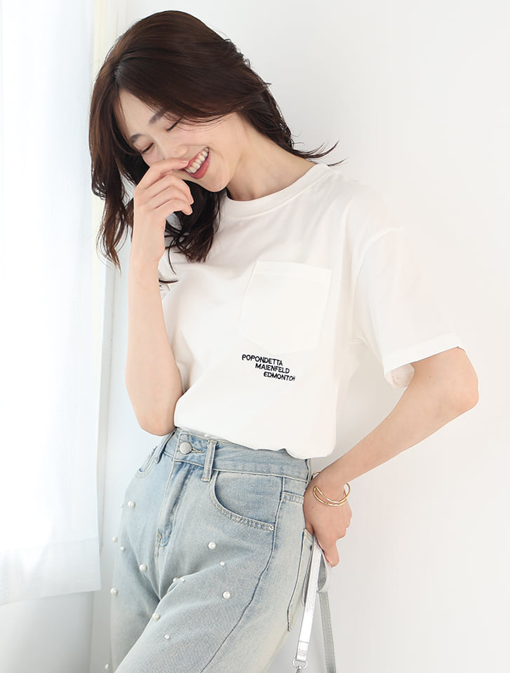 刺繍ロゴポケットTシャツ
