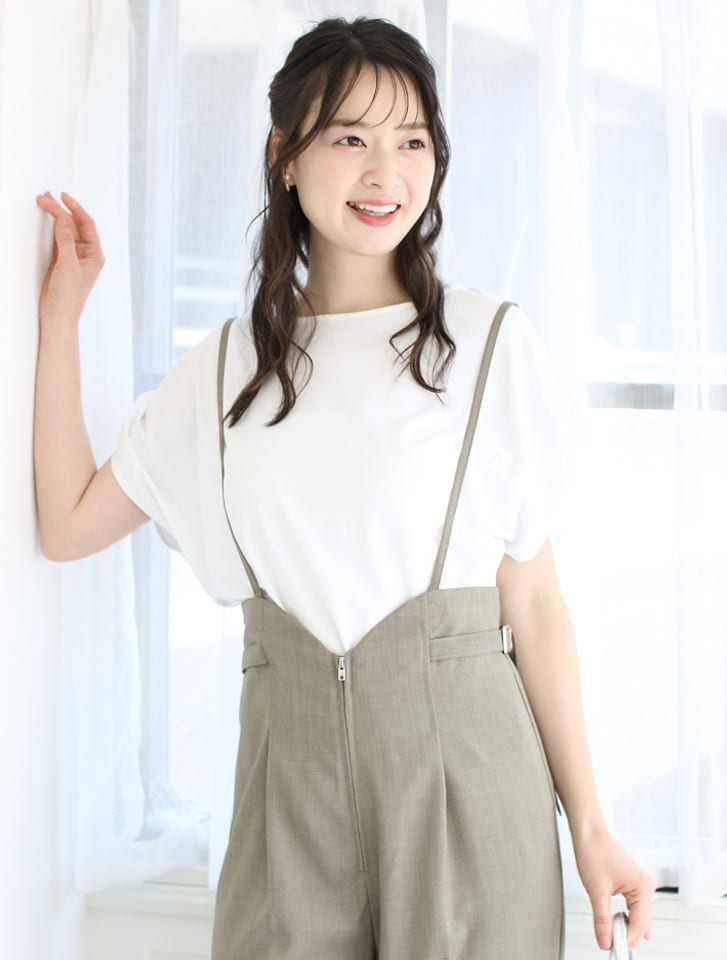 【接触冷感】袖口折り返しデザインTシャツ