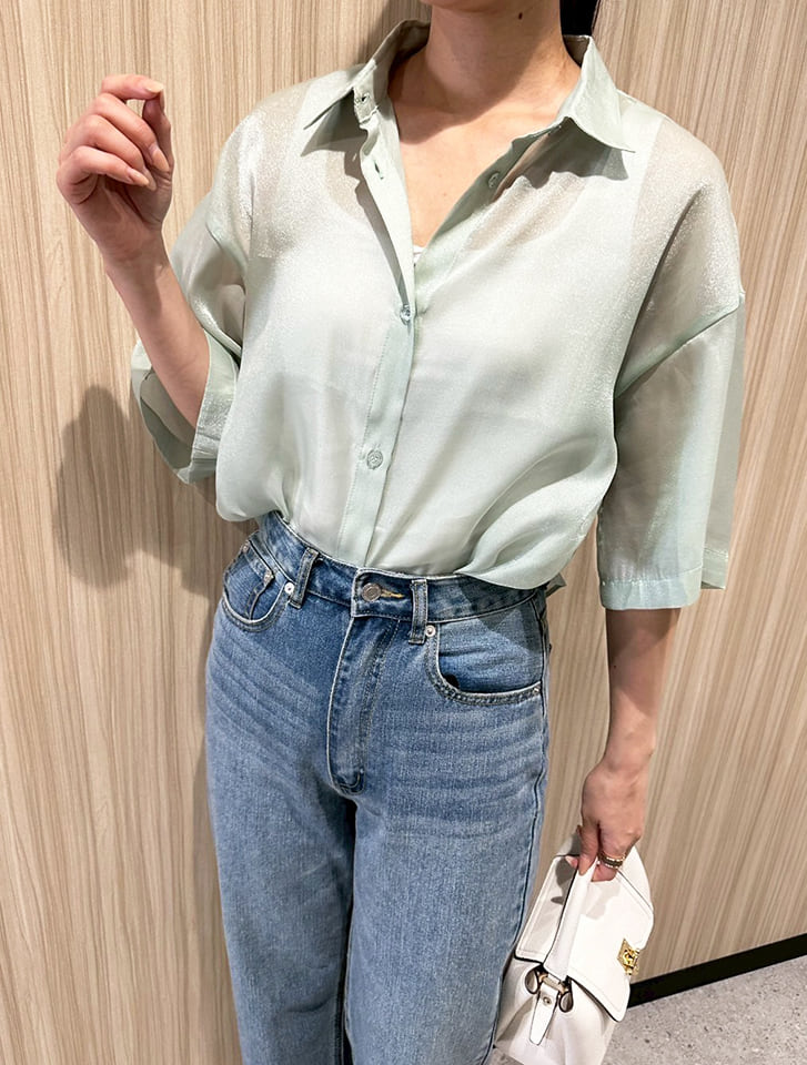 半袖シアーシャツ