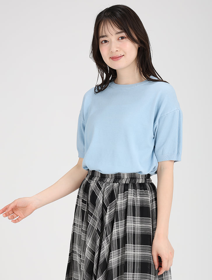 ハーフスリーブもちもちニット