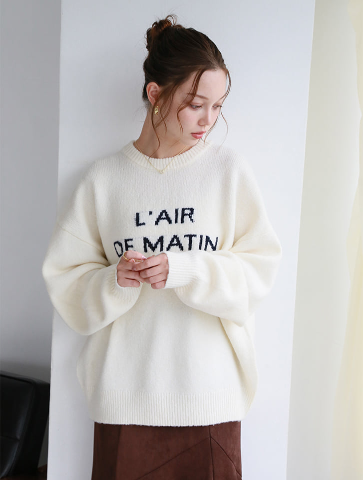 モヘアタッチジャガードロゴニット