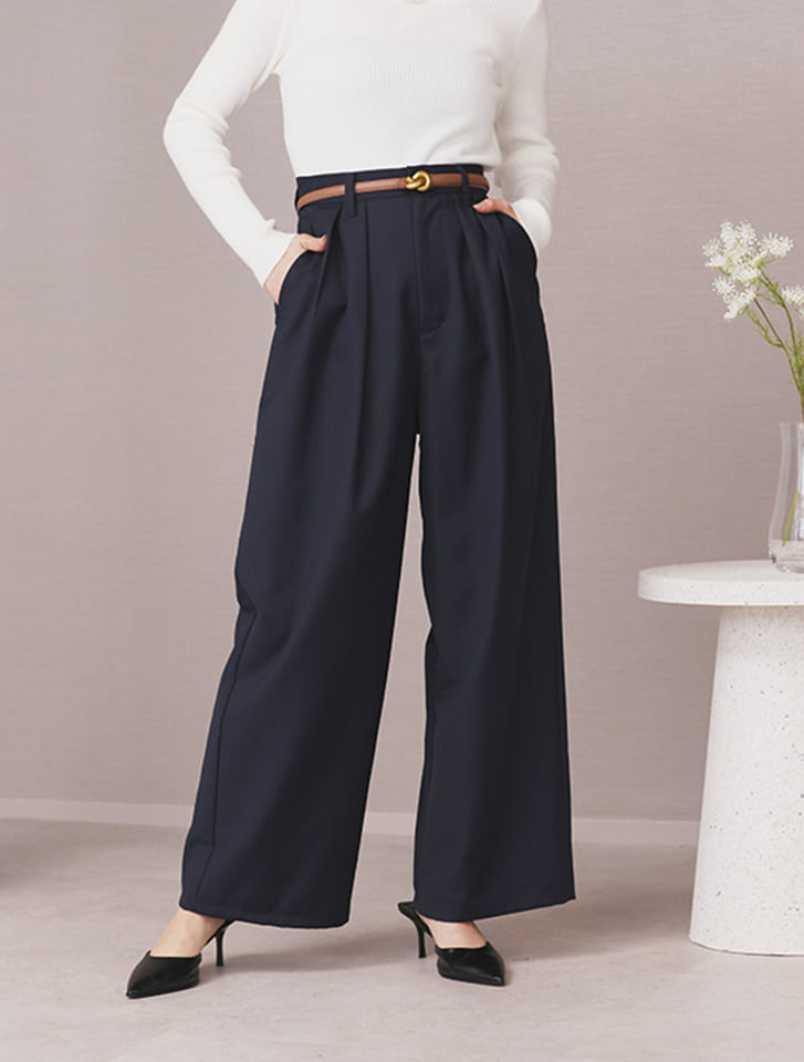 【cestmignon_mauセレクト】 【SETUP対応】【U150サイズあり】ツータックワイドパンツ