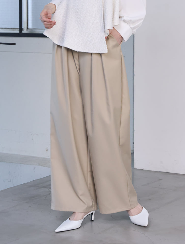 【cestmignon_mauセレクト】 【SETUP対応】【U150サイズあり】ツータックワイドパンツ